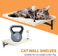Cat Wall Shelves, Space-Saving Wood Cat Wall Furniture for Indoor Cats – Essentials for Cats - Beige - image 2