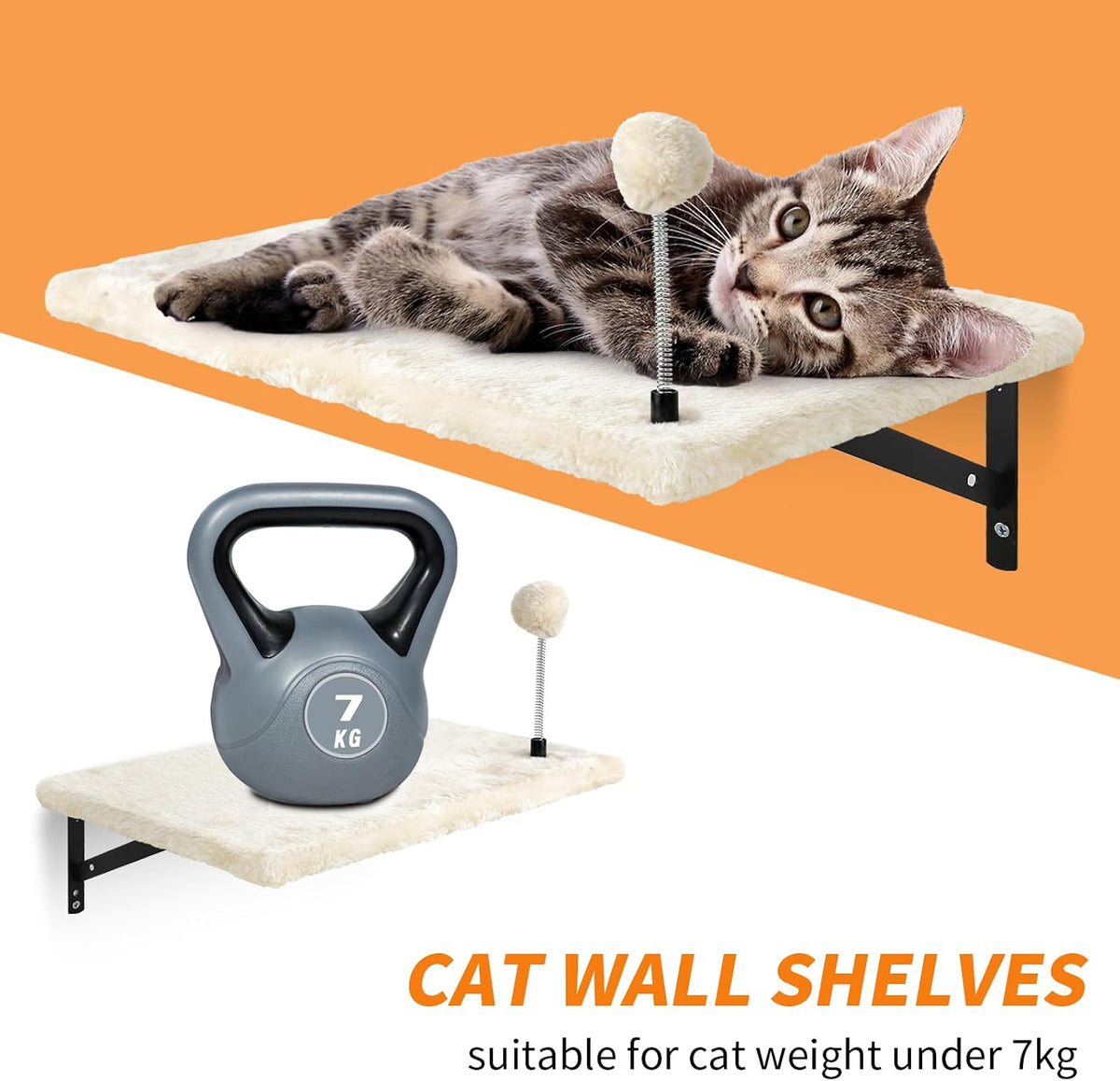 Cat Wall Shelves, Space-Saving Wood Cat Wall Furniture for Indoor Cats – Essentials for Cats - Beige - image 2