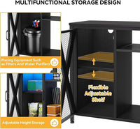 DWVO 40-50 Gallon Aquarium Stand with Power Outlets & LED Light, Cabinet for Fish Tank Accessories Storage - Metal Fish Tank Stand Suitable for Turtle Tank, Reptile Terrarium, 660LBS Capacity, Black