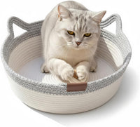cingcinq handwoven cotton rope instinct basket bed for cats with teaser tail