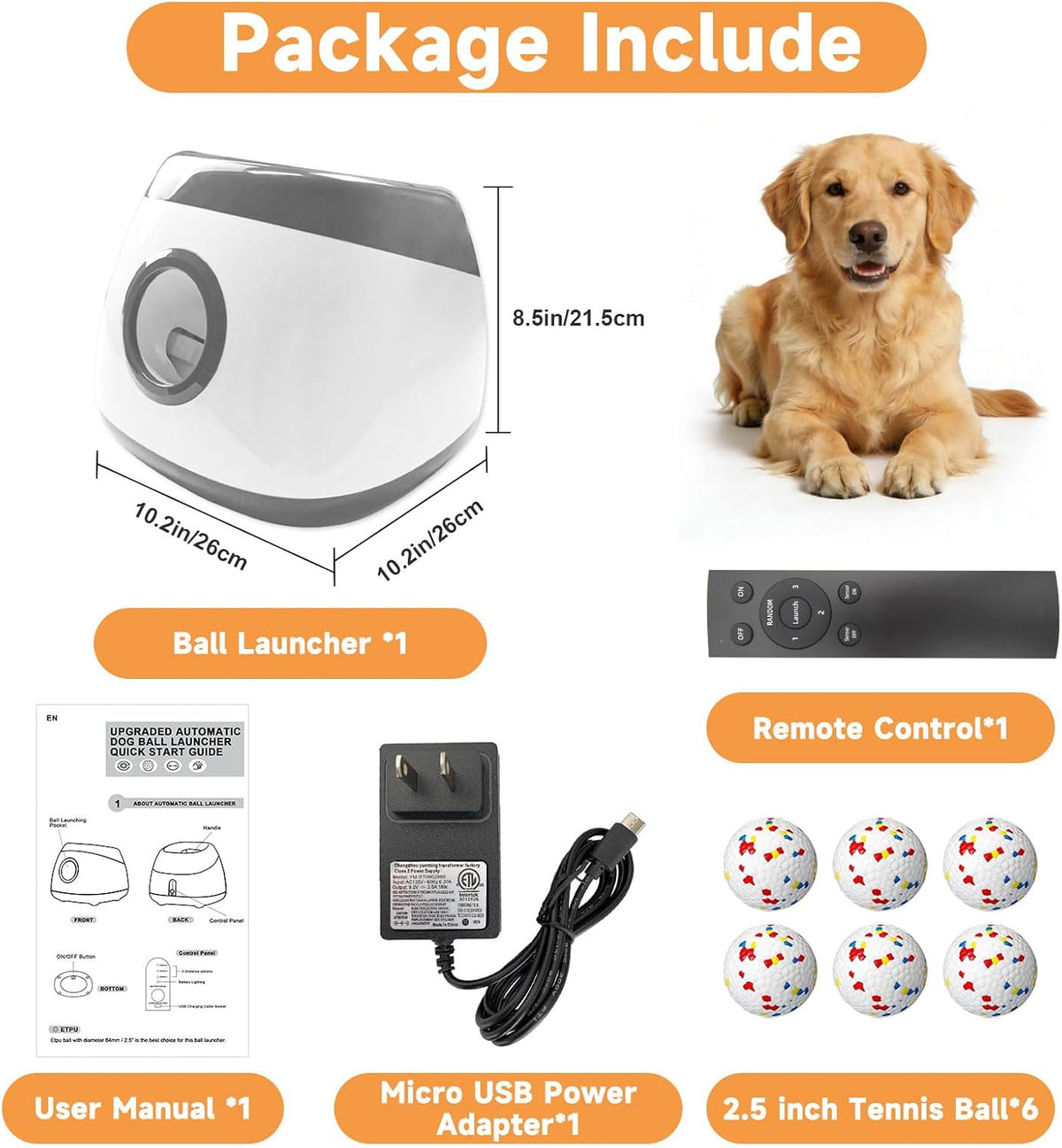 Automatic Dog Ball Launcher, 6 ETPU Balls - Grey-XL - image 3