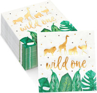 Sparkle and Bash It's a Boy Napkins, Blue & Gold Foil, 3-Ply - Wild one / 5 x 5 Inches