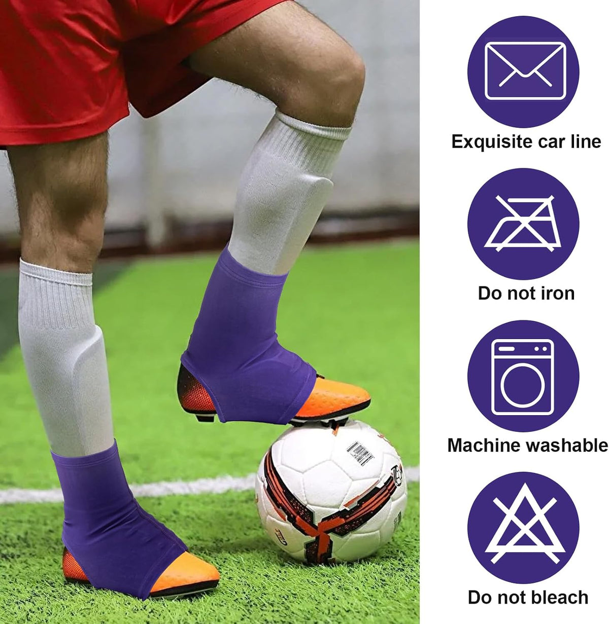 Football Spats Cleat Covers, Youth Boys, Keeps Dirt - Purple / Small - image 4