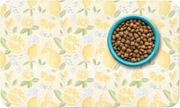 Patterned Cat & Dog Bowl Mat for Food and Water - Small (12" x 20") / Yellow-lemon