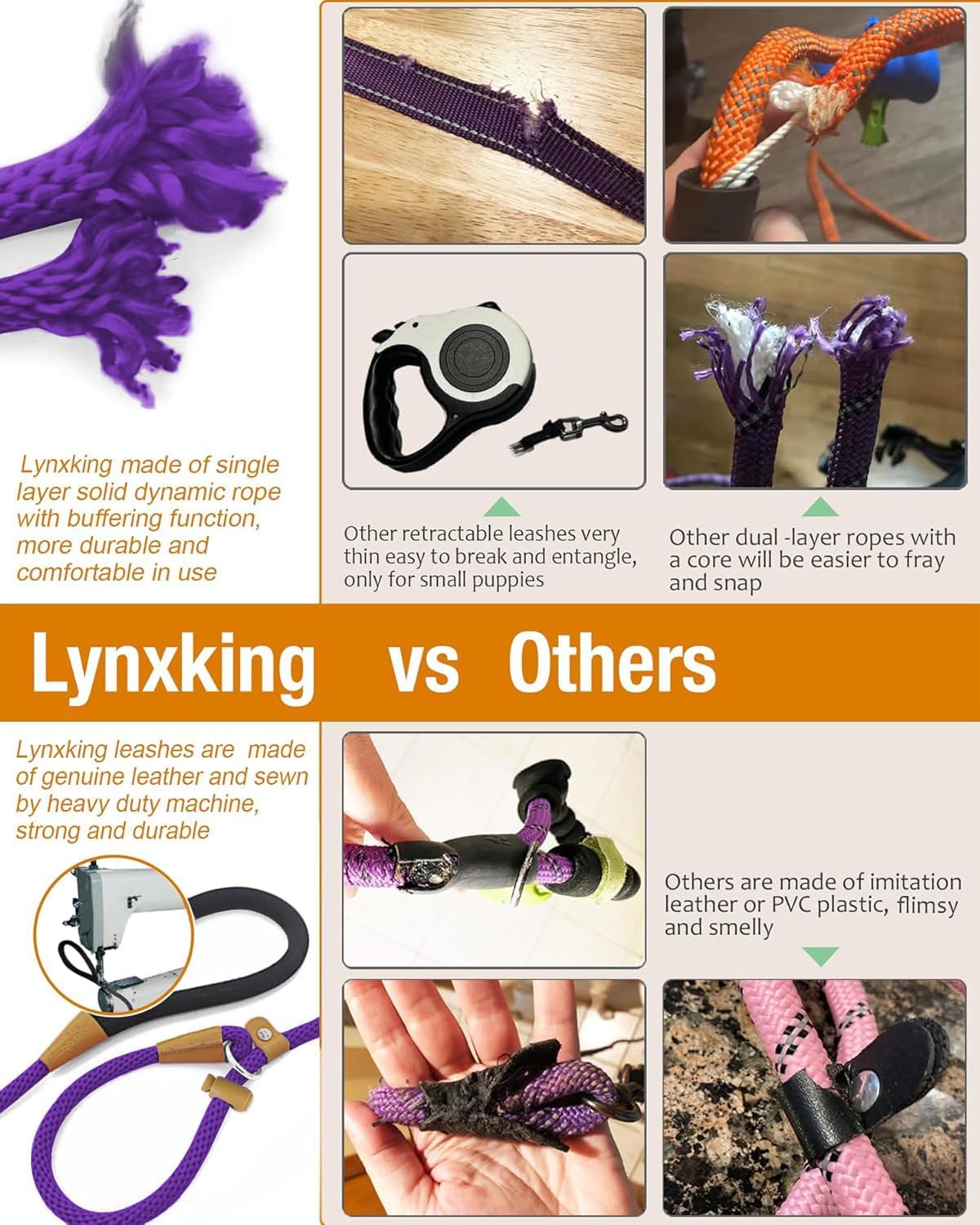 Dog Leash Slip Lead Braided Rope Pet Training Loop Leashes 5ft 6ft 8ft – Essentials for Dogs - Purple / 2PCS Slip Lead-1/2in x 5ft Large - image 2