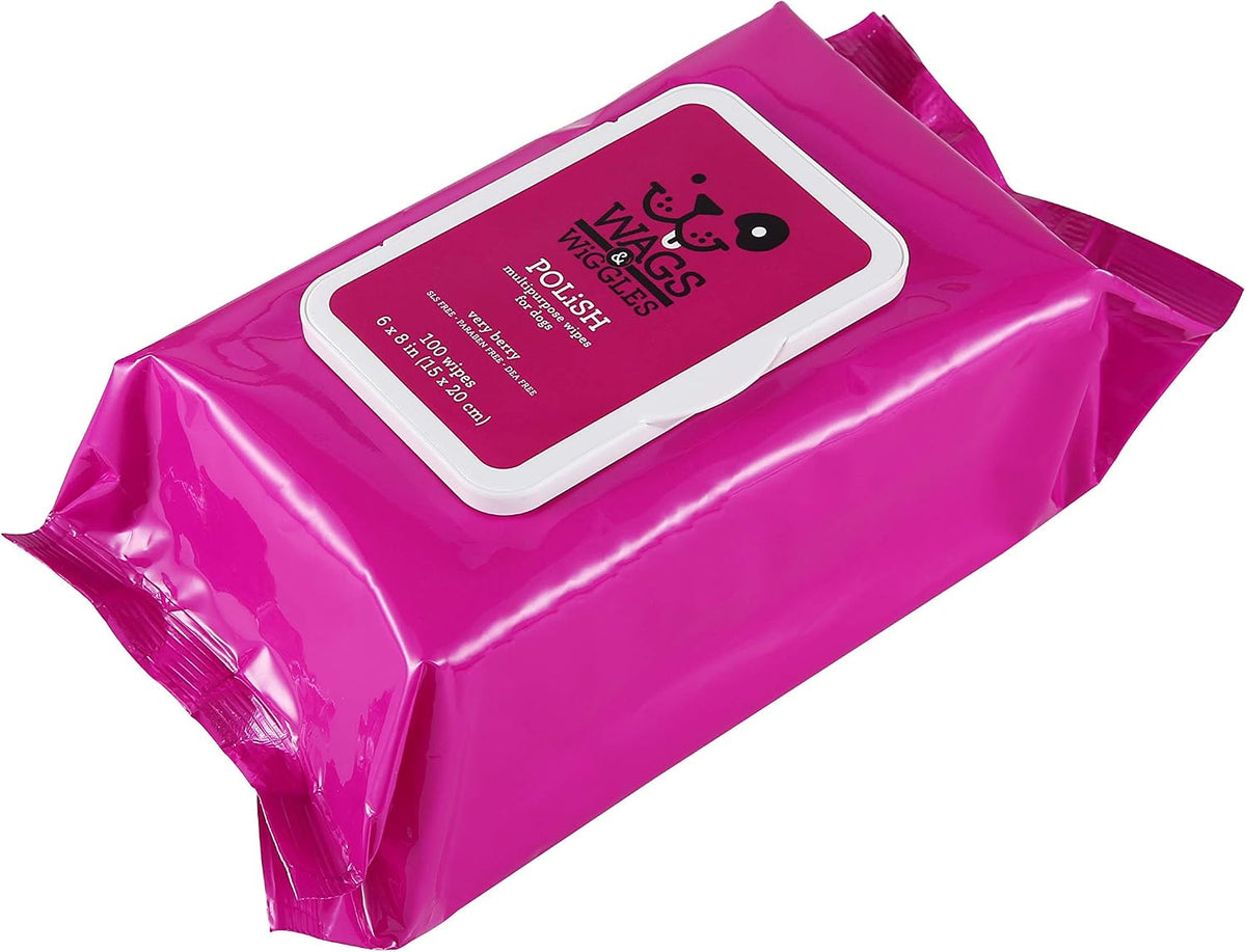 Wags & Wiggles Hypoallergenic Dog Wipes, Fragrance-Free - Very Berry - Multipurpose / 100 Count (Pack of 12) - image 3