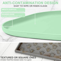 SMILOOL Waterproof Silicone Pet Food Mat with Raised Edge for Dog - Mint Green / 22"L x 14"W - image 4
