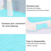 Indoor Dog Potty Tray, Miniature Poodle Dog Pad Holder Tray, Puppy Training Anti Slide Plastic Potty Tray Dog Toilet, Dog Litter Box for Small and Medium Dogs (Blue)