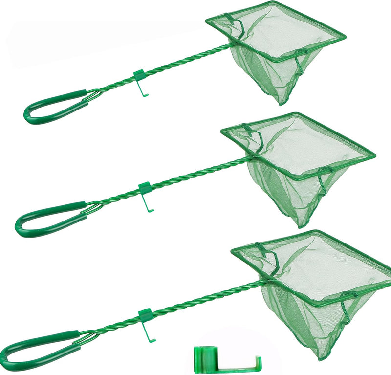 3PCS Aquarium Fish Net Fine Mesh Net Quick Catch Nets Nylon Fishing - 3in 4in 6in Have Hook