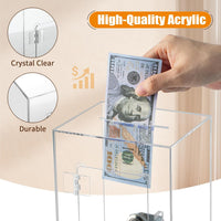 Hicocool Clear Acrylic Piggy Bank with Lock & Key - Clear - image 4
