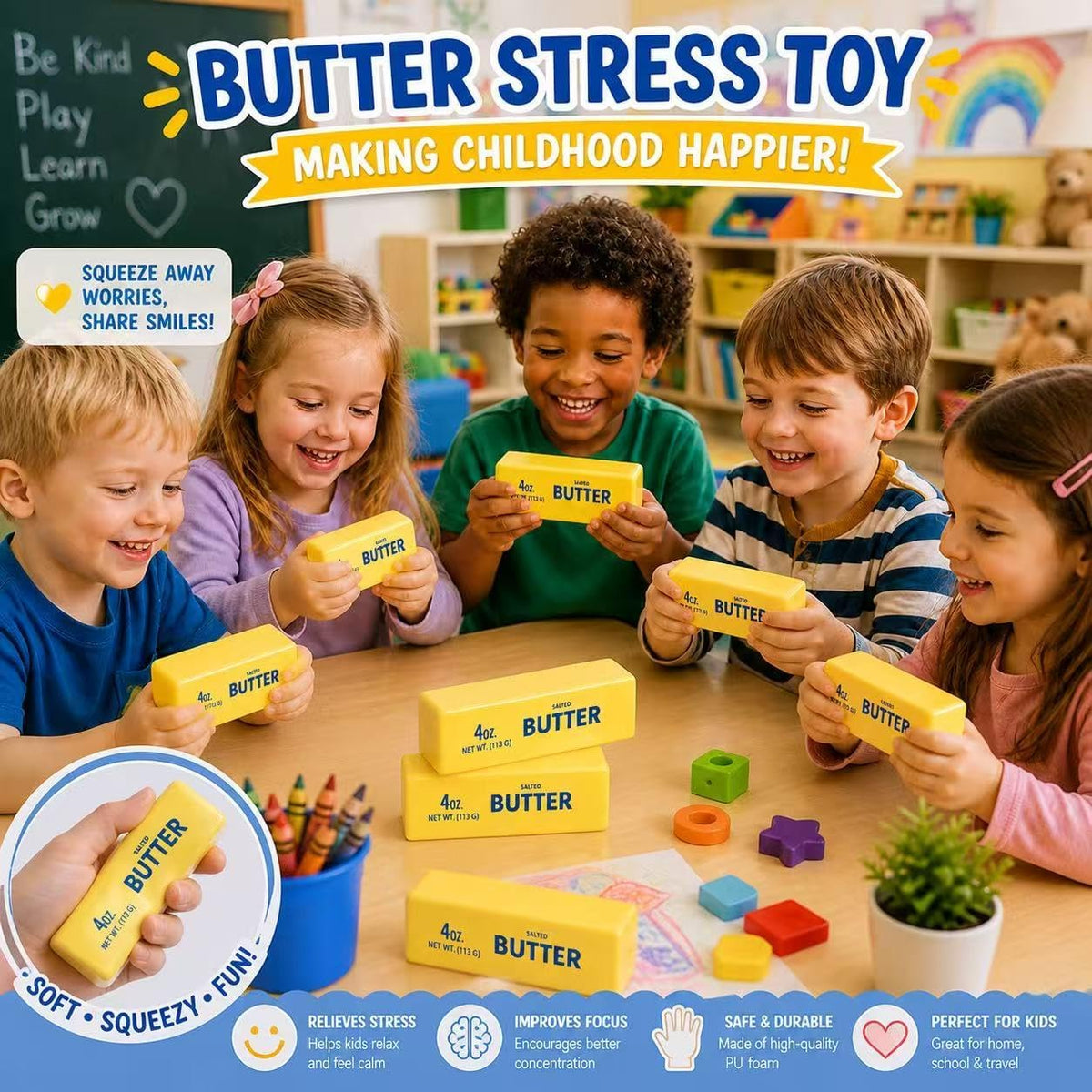 Fuzz Ball Squishy Stress Ball - Butter-1pcs - image 3