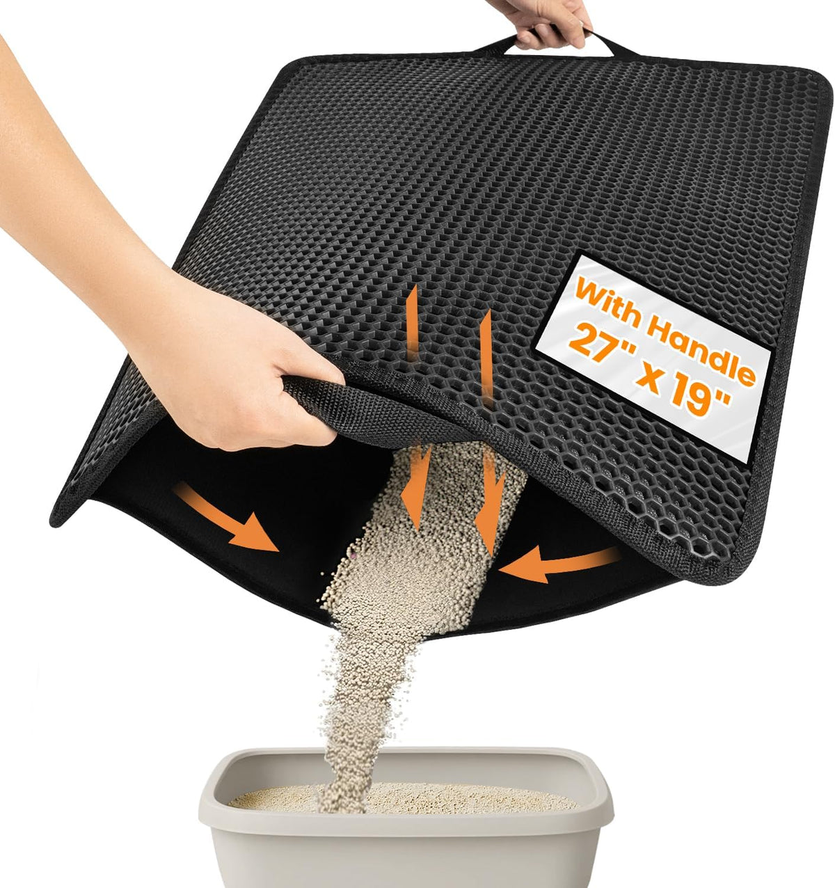 Conlun Cat Litter Trapping Mat for Small Spaces - Black / Large (27" x 19")