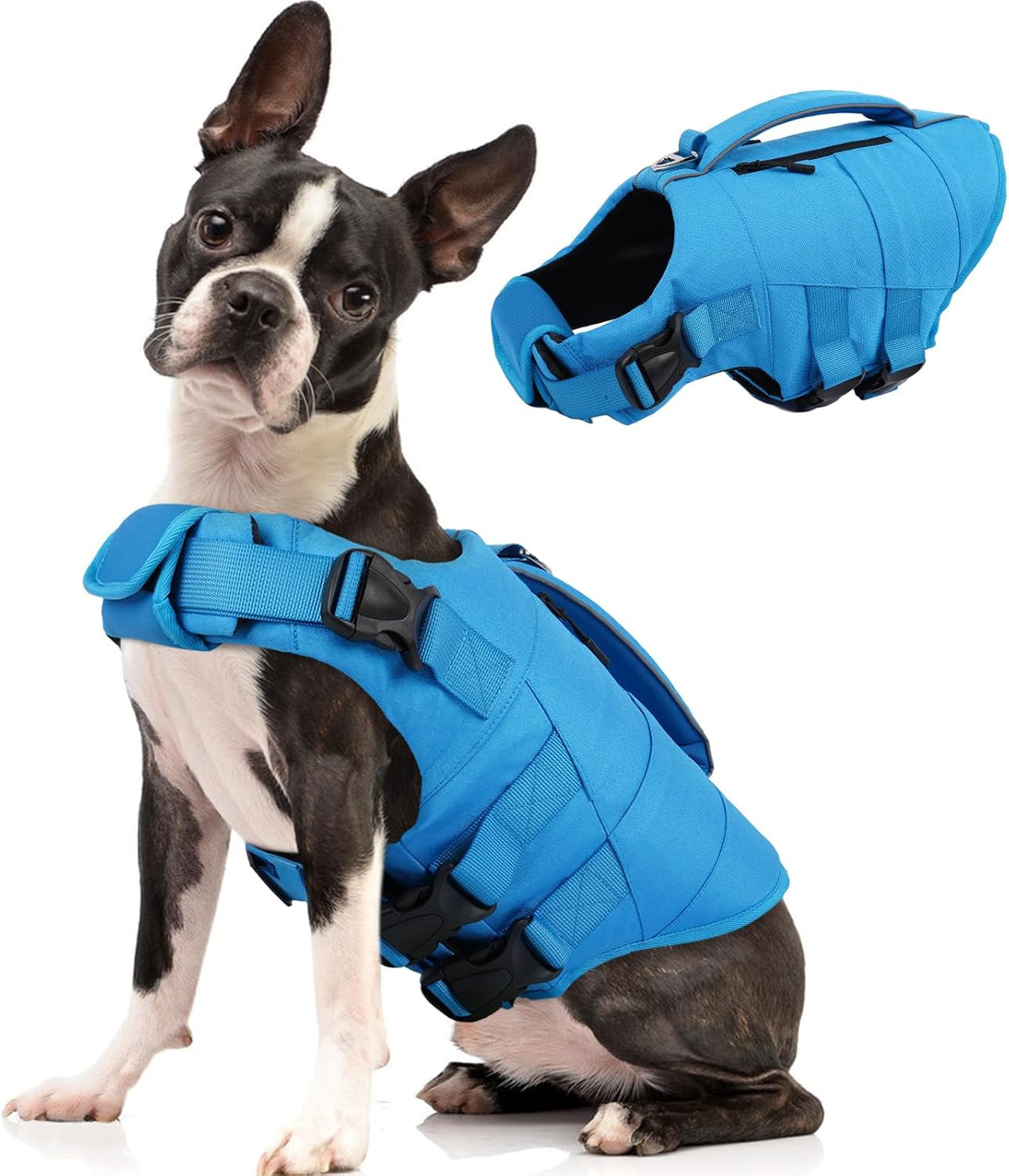 Kuoser Dog Life Jacket, High Flotation Dog Life Vest for Swimming Boating – Essentials for Dogs - Z-Blue / S (Chest Girth:16.93-21.26'')