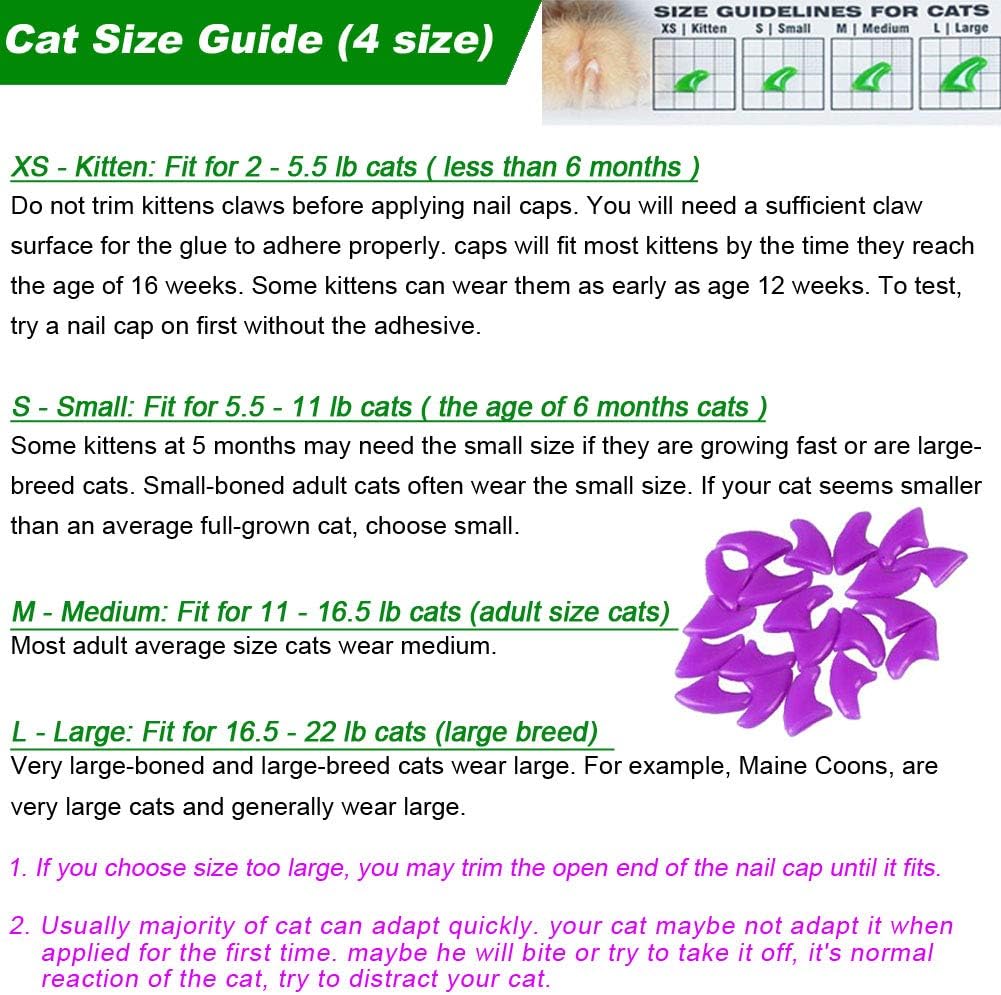 VICTHY 100pcs Cat Nail Caps - Extra Small - image 3