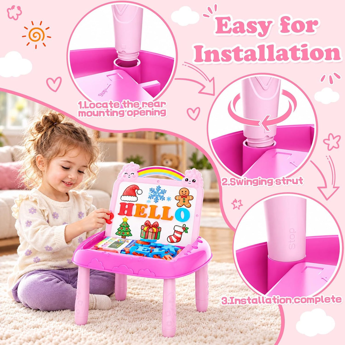 Cokzer Magnetic Drawing Board - Unicorn Pink - image 3