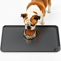 Silicone Pet Feeding Mats, 24''x16'' Large Size, Waterproof - Gray / 24"L x 16"W