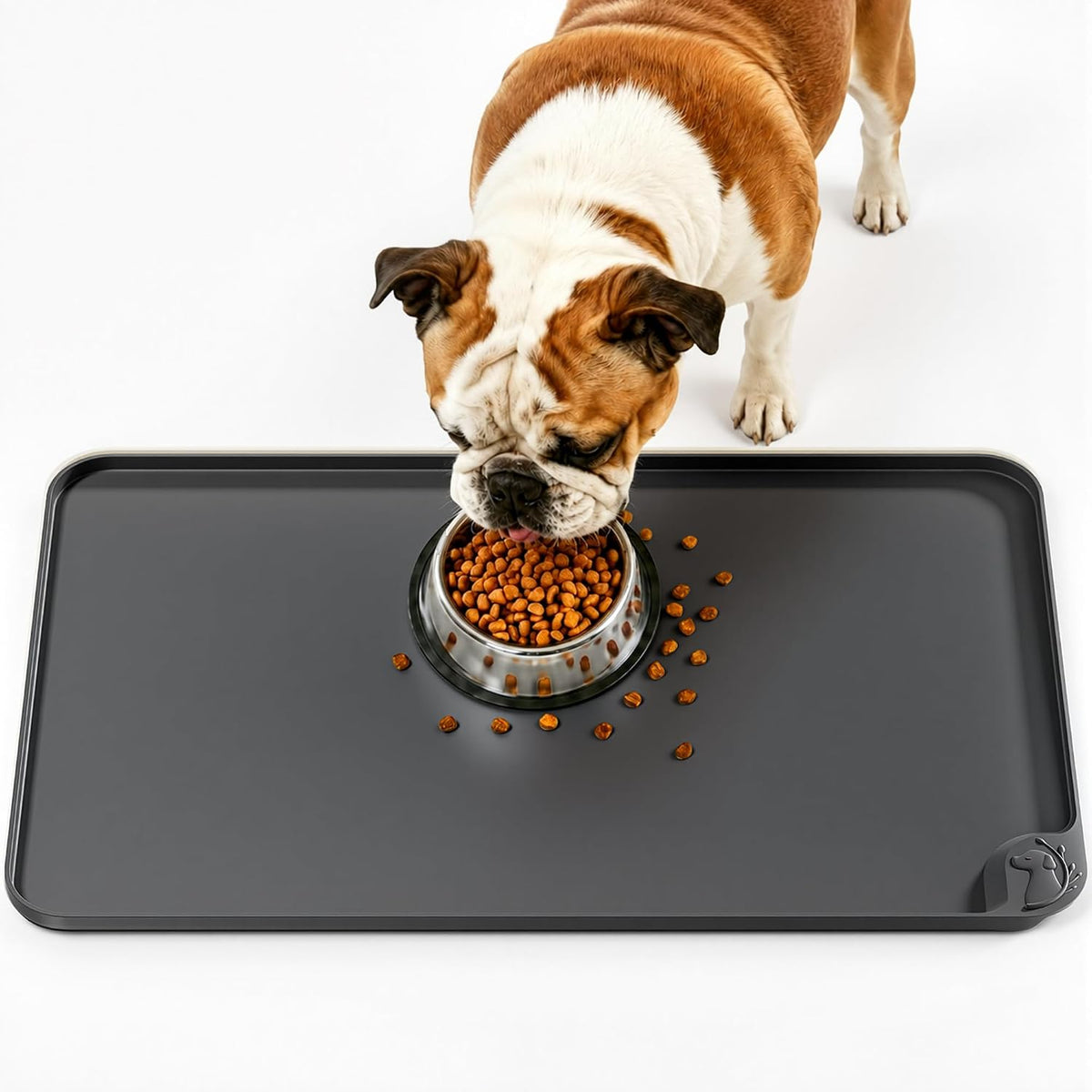 Silicone Pet Feeding Mats, 24''x16'' Large Size, Waterproof - Gray / 24"L x 16"W