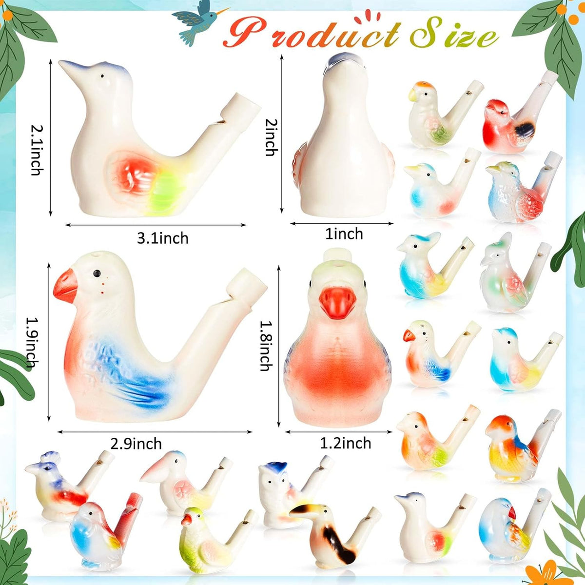 Gejoy 6 Pcs Bird Water Whistles Ceramic Bird Call Warbling Water - 18 / Vibrant - image 2
