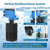 DaToo Aquarium Filter 5-15 Gallon Fish Tank Filter 120GPH Powerful - 4W 120GPH For 5-15 Gallon - image 2