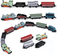 Hanaive 2 Set Train Toys Small Pull Back Train Steam Locomotive - Blue,green