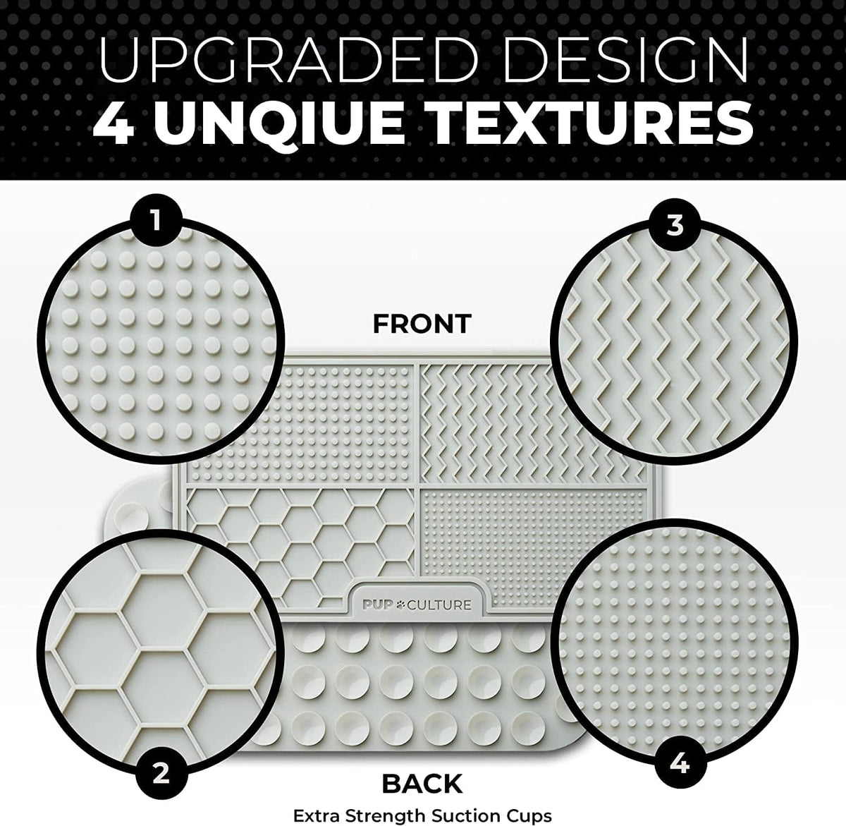 Dog Lick Mat for Dogs, Feeding Pad for Anxious Pets Plus 4 Different Puzzles for Mental Stimulation - 2 Pack / Grey - image 2