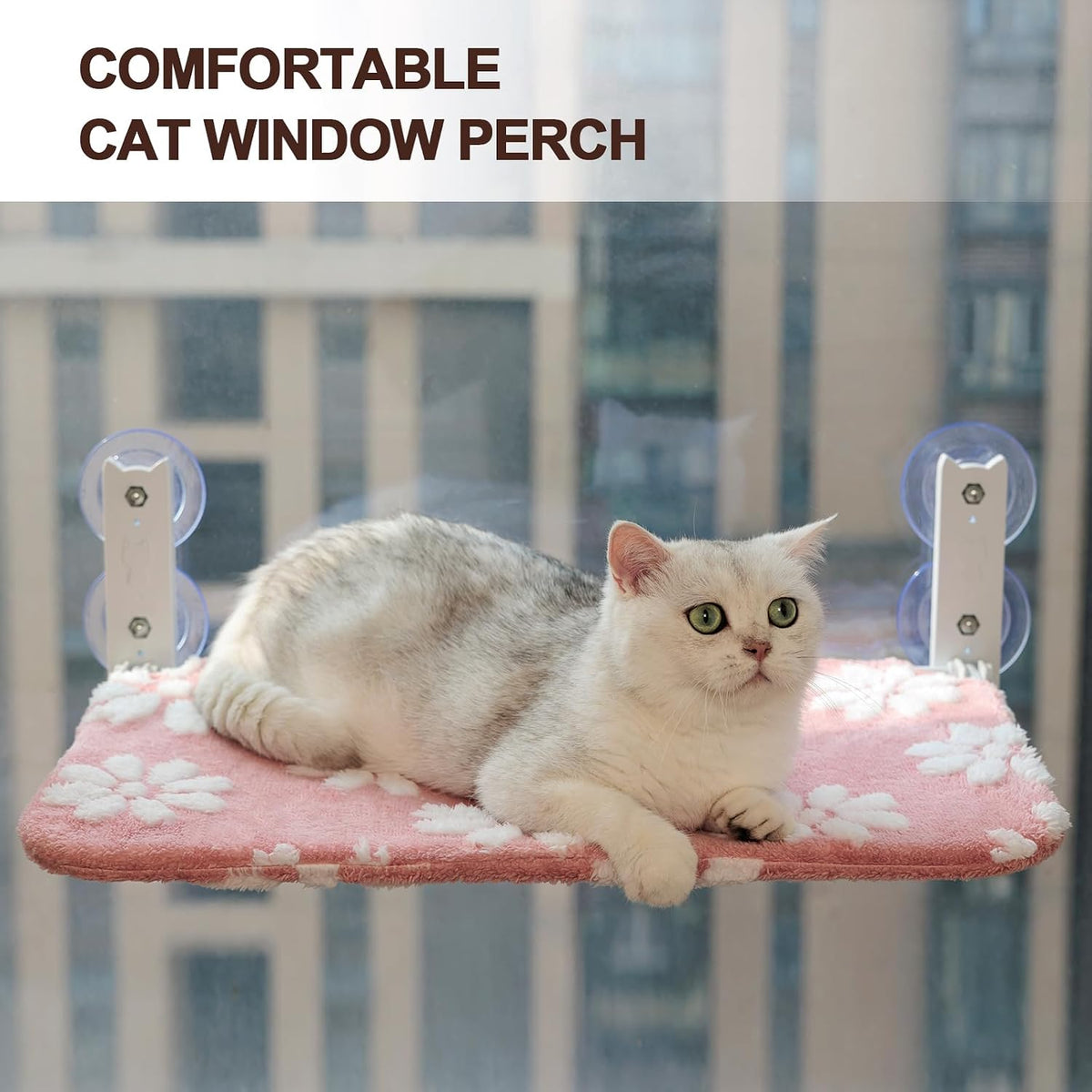 Cute Cat Window Perch, Foldable Cat Window Hammock, Purple – Essentials for Cats - Large (no mesh cover) / Pink Flower - image 2