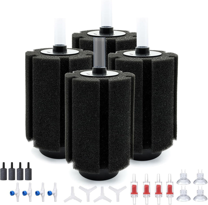 ALEGI 4 Pcs Large Aquarium Sponge Filter for 40-80 Gal Betta Fish Tank – Essentials for Fish - (Upgrade) 80-150 Gal 4 Pcs