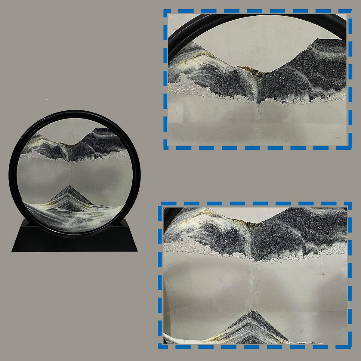 HYUGF Moving Sand Art Picture, 3D Deep Sea Liquid Motion Sand – Fun for Kids & Family - Black / 12 inches - image 2