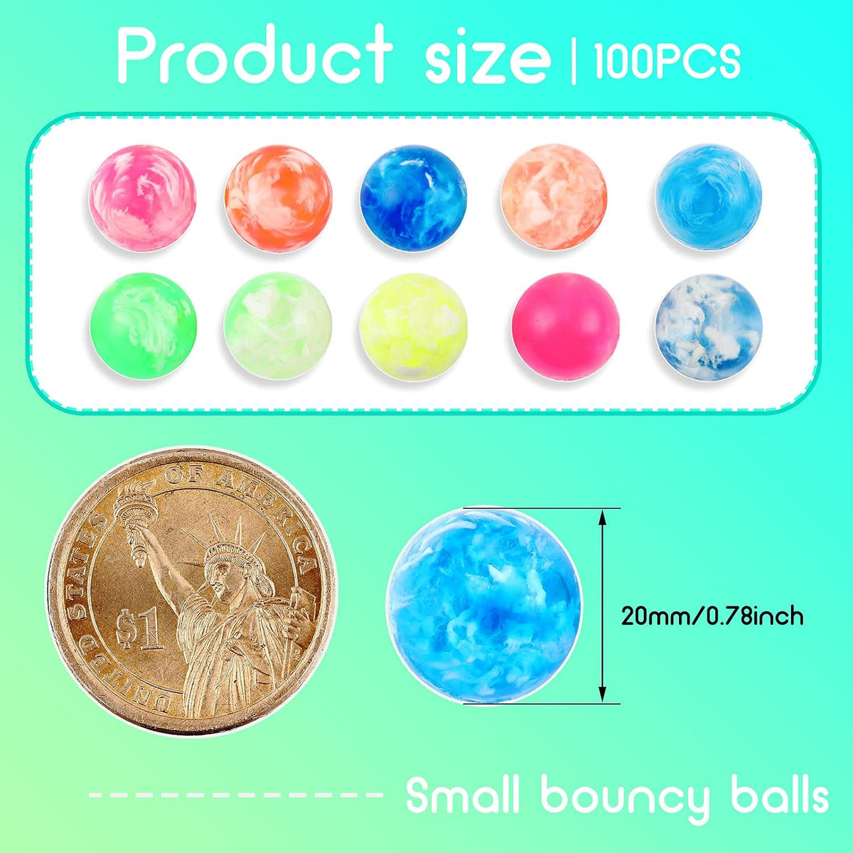 Sumind 100 Pcs 0.78 Inch Kids Small Bouncy Balls Bulk for Party Favor - 0.78 inch / 500 - image 2