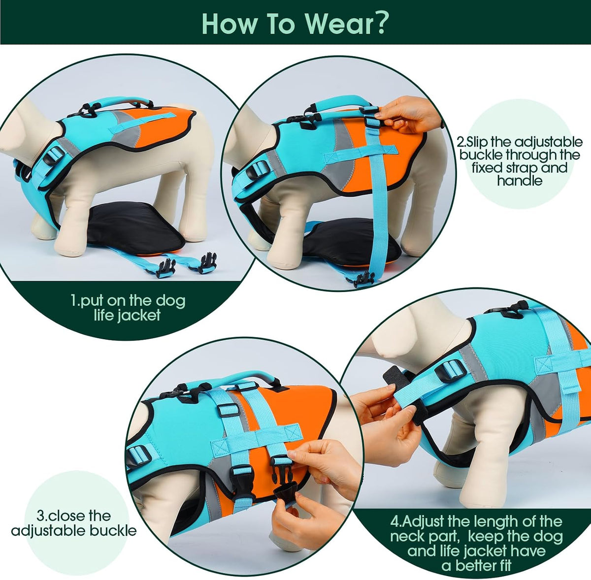 Kuoser Dog Life Jacket with Rescue Handle - X-large (Chest Girth:25.9-33.4'') / Blue - image 2