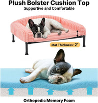 Veehoo Elevated Dog Bed with Bolster Cushion - Pink / 36.0"L x 28.0"W x 8.3"Th - image 3