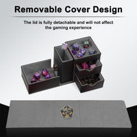 Stepane dice tray and dice tower storage box in black and red PU leather with drawers - view 26
