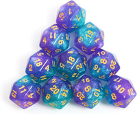 SmartDealsPro 10-Pack 20 Sided Dice D20 Polyhedral Dice for DND RPG - Glitter Green-purple - image 2