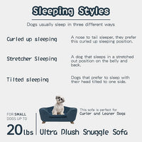 SHAVI Pet Sofa Dog Couch for Small Pet Dog and Cats, Low Back Lounging Bed with Velvet Modern Cat Couch Easy-to-Clean(Blue)