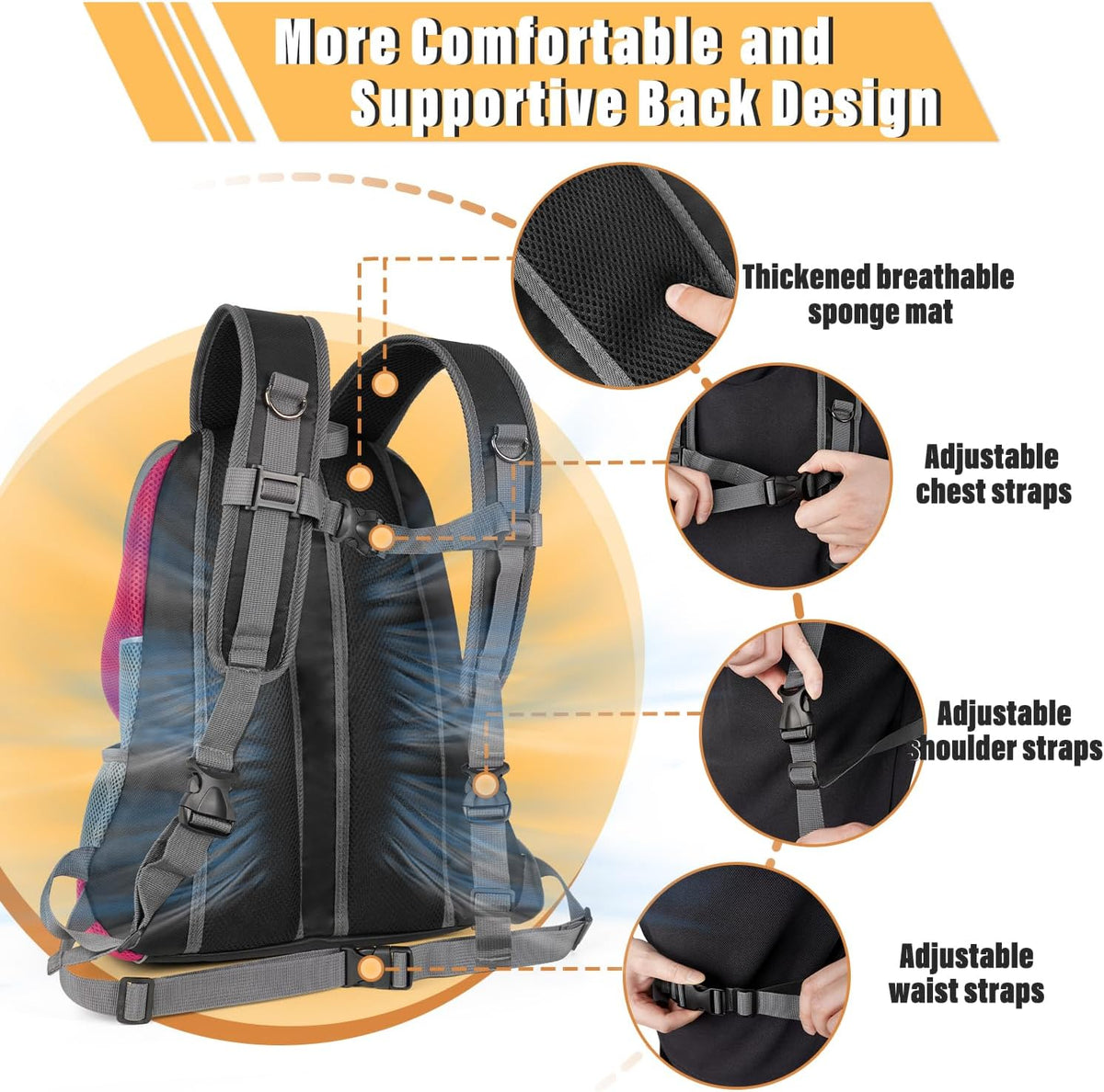 Dog Front Carrier Backpack, Adjustable Breathable Dog Backpack – Essentials for Dogs - Rose / Large (9-13.5lbs) - image 4