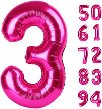 Navy Blue 1 Balloon, Number Balloon 40 Inch - Hot Pink / Number 3