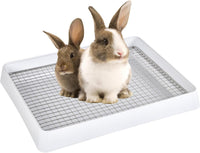FHTONGE Extra Large Rabbit Litter Box Training Tray with Large Steel - 14.6x12x2.6"(40x30x6cm) / 0.5" Stee Grids + 0.4" PP Grids