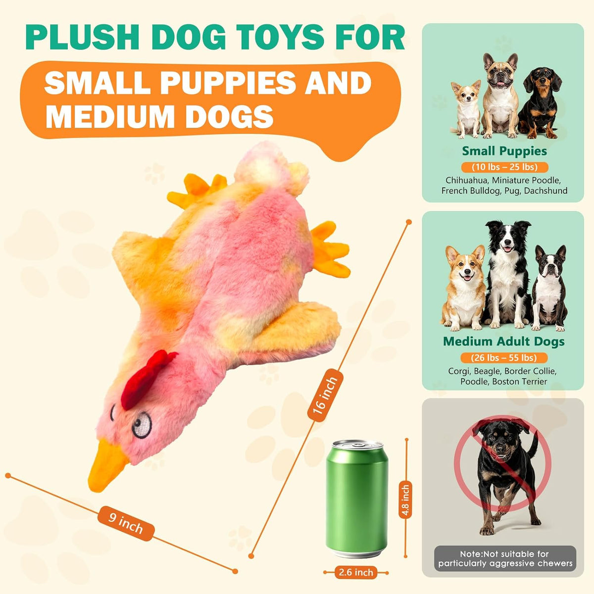Fuufome Squeaky Dog Toys for Indoor Play with Small - Pink - image 3