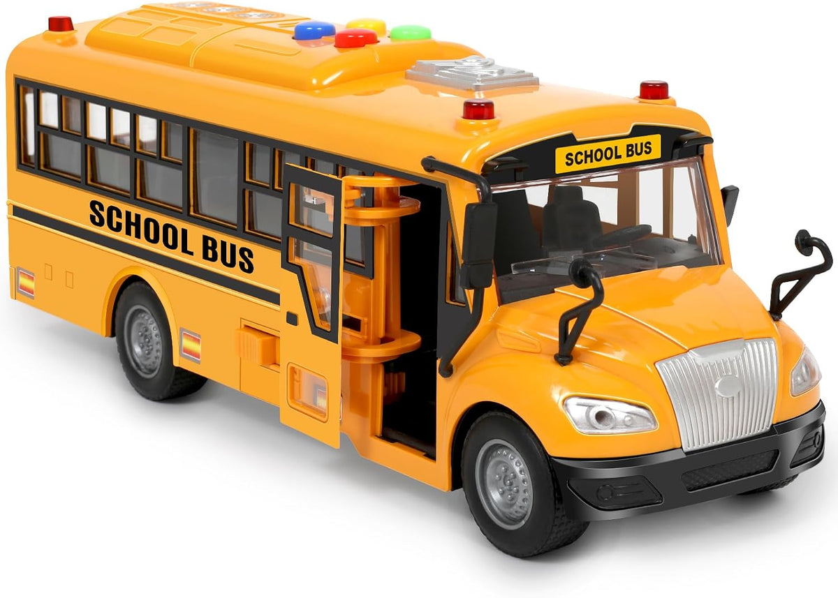 Yellow School Bus Toys for Toddlers 4 Different Flashing Lights