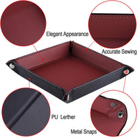 SIQUK 6 Pieces Dice Tray PU Leather Dice Rolling Tray Folding Square - Dark Red,dark Blue,violet,black,dark Green,coffee - image 2