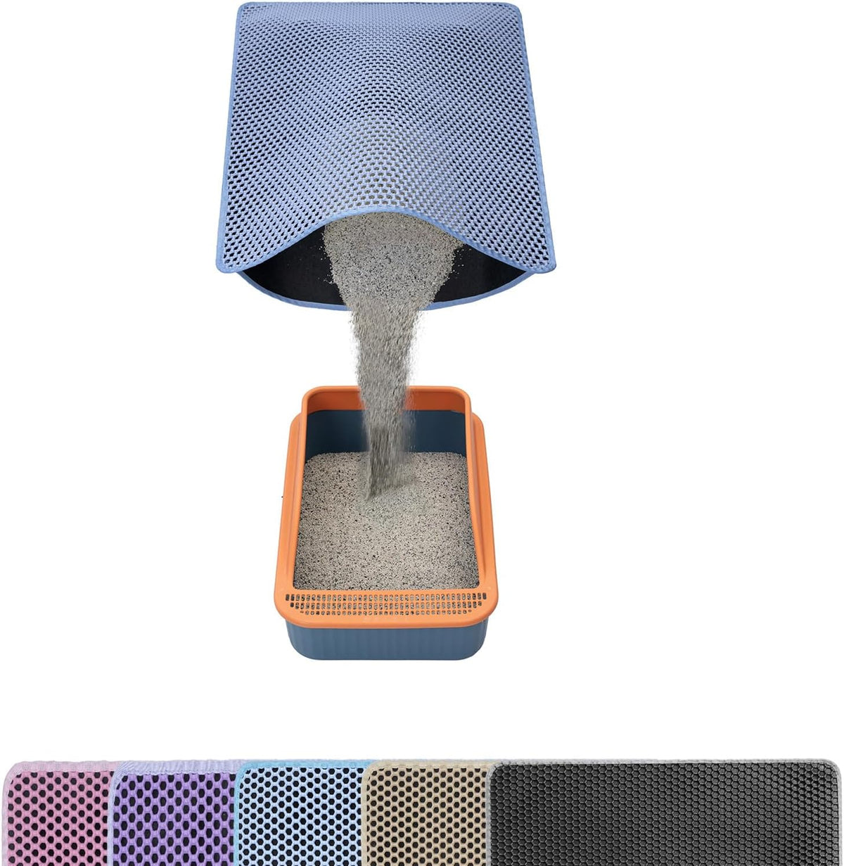 Cat Litter Mats-Extra Large 47''x36'' Litter Trapping Mat for Cat-XXL - Blue-M 32x22 inch