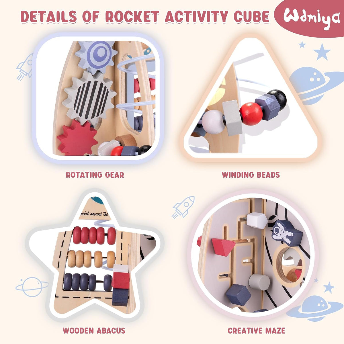Wdmiya Space Wood Activity Cube Toy - image 2