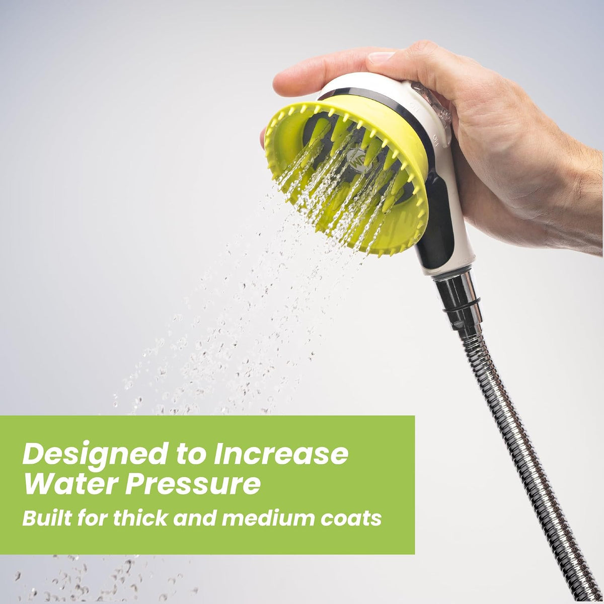 Dog Washing Hose Attachment for Shower and Garden Hose, Sprayer – Essentials for Dogs - Boosted Pressure, White Brush - image 3