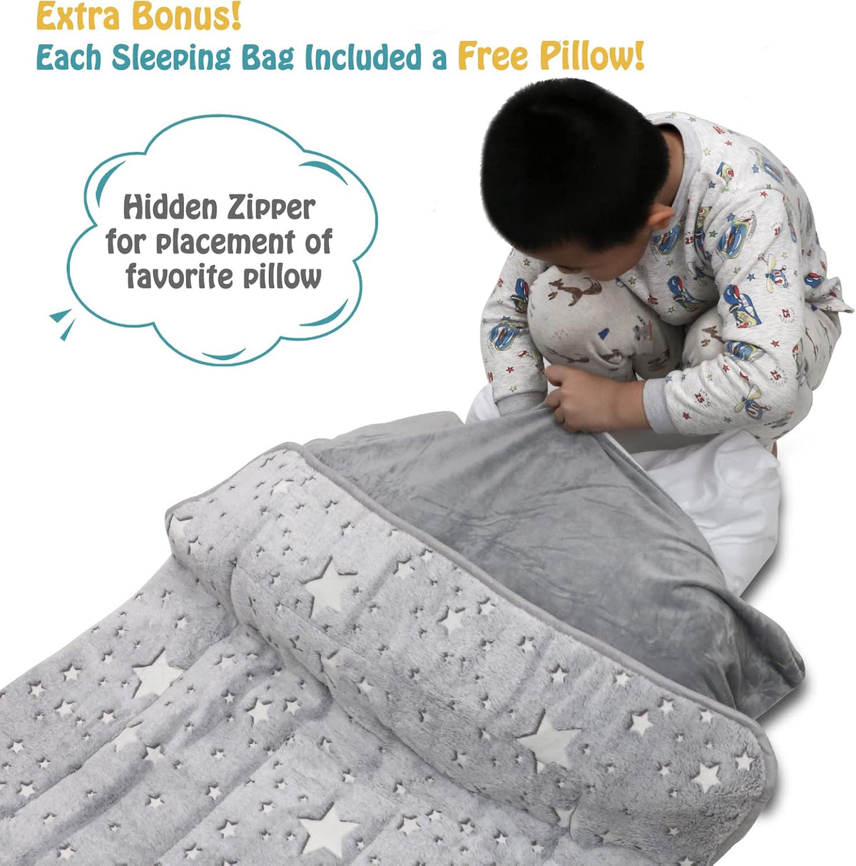 Kids Sleeping Bag for Girls & Boys - grey - image 3