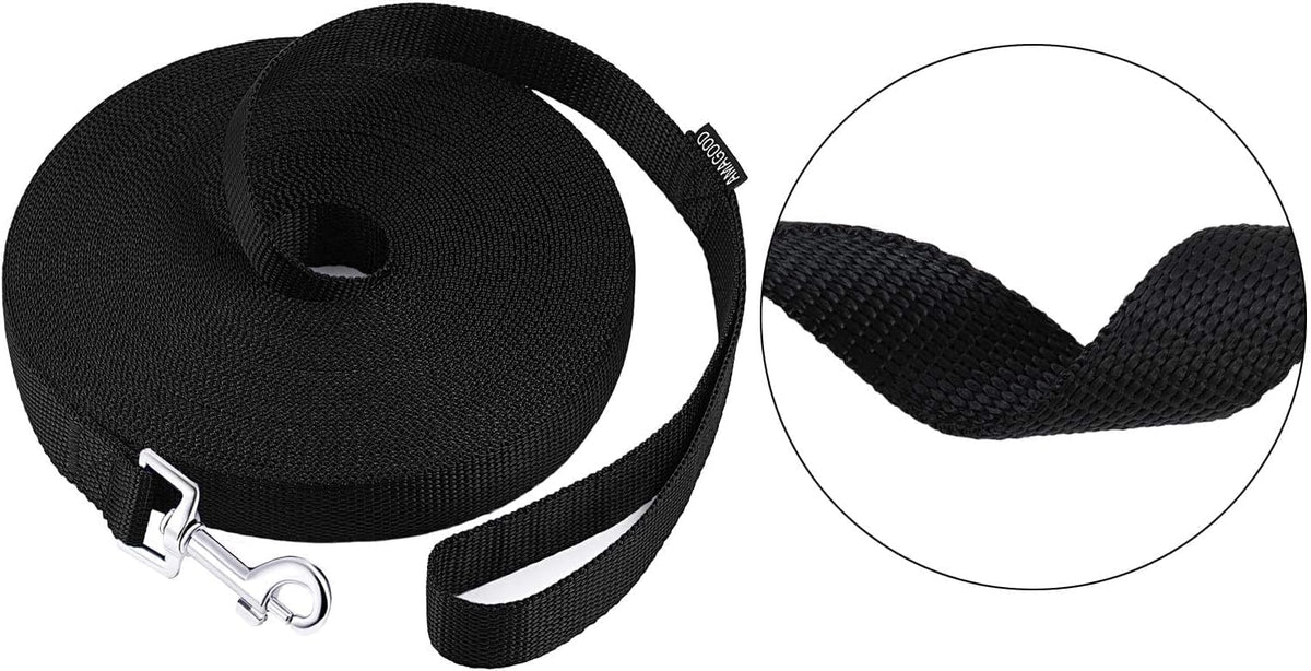 Long Dog Leashes for Training 15/20/30/50/100FT Lead for Medium Small - 1 Inch x 100 Feet / Black - image 3