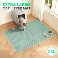 Cat Litter Mat,47" x 35" Extra Large Silicone Waterproof Litter Trapping Mat for Scatter Control - 47" x 35" / Green - image 2