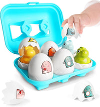 Tinabless Matching Eggs Toys 12 pcs Set Color & Shape Recognition - Blue-dinosaur Eggs