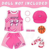 ARTST 18 inch doll soccer outfit with shirt, shorts, socks, headwear, shoes and mini soccer ball - view 11