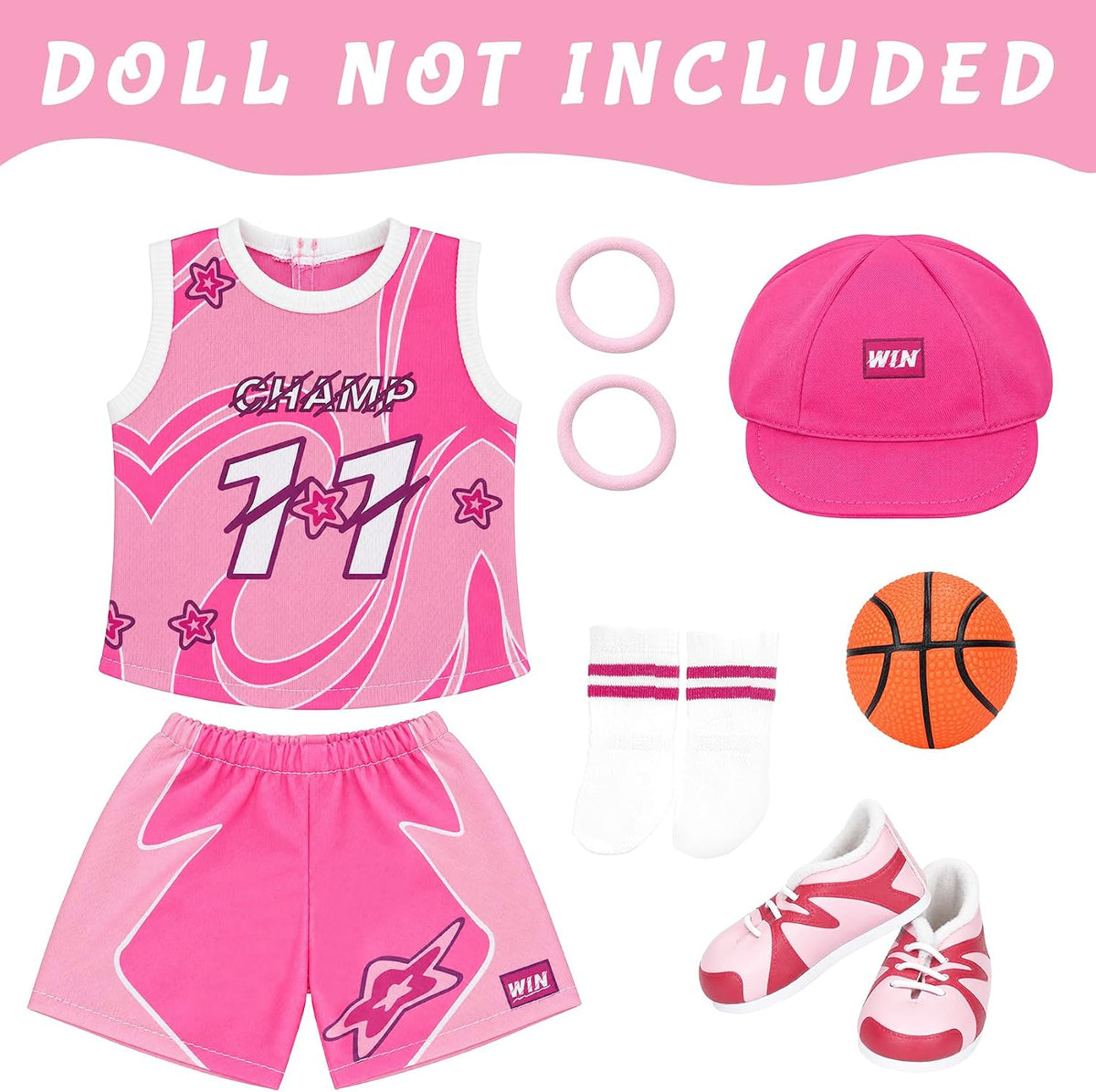ARTST 18 inch doll soccer outfit with shirt, shorts, socks, headwear, shoes and mini soccer ball - view 11