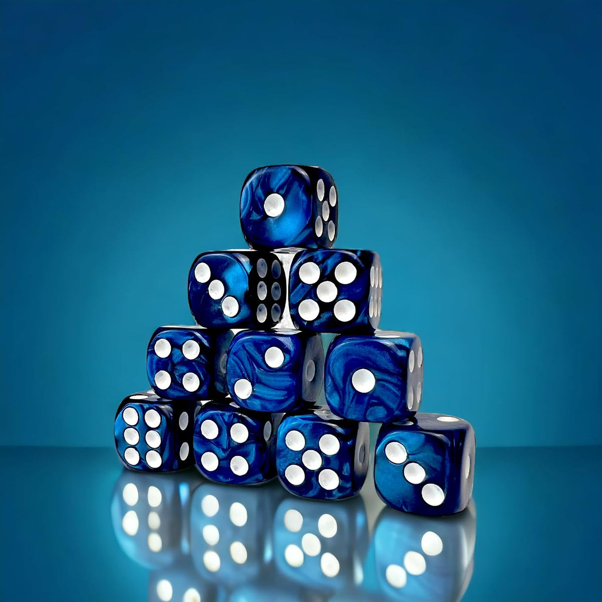 Luck Lab 10 Pack 16mm D6 Acrylic Dice Set - Blue - image 4